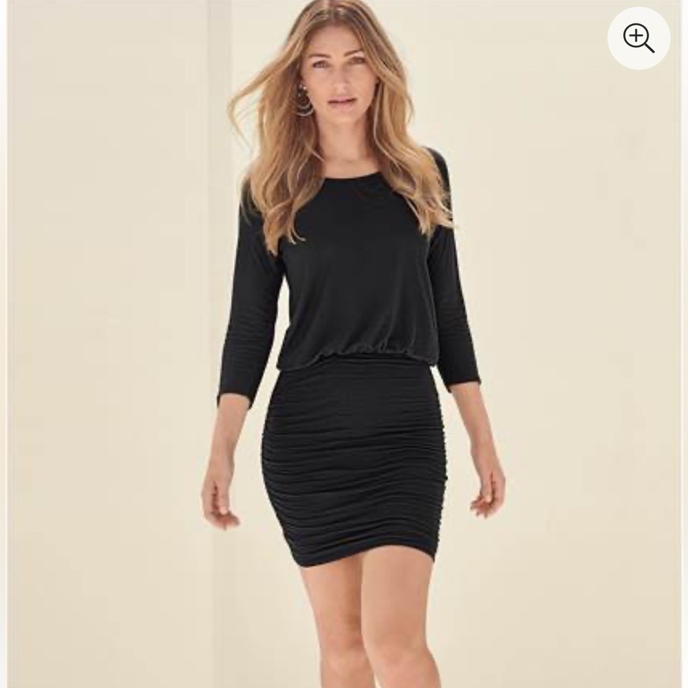 Venus Black Ruched Dress